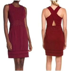 Adelyn Rae Gayle Women's Sleeveless Cross Back Lace Dress Medium Burgundy NWT